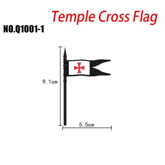 Medieval Flag Series Temple Cross Burton Blackhawk Crow Red Lion Aylin Knight Army Solider Printed Accessories Toys Gifts Boys