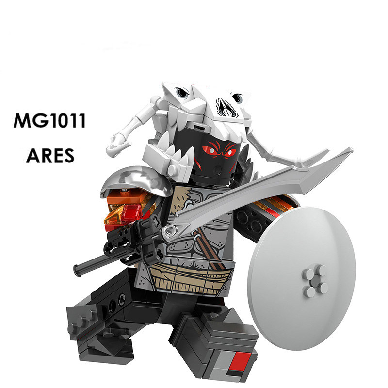 MG1011 DC Comics Supervillains Ares Minifigs Building Blocks Marvel Series New God Wonder Woman Weapon Sickle Helmet Toys Boys