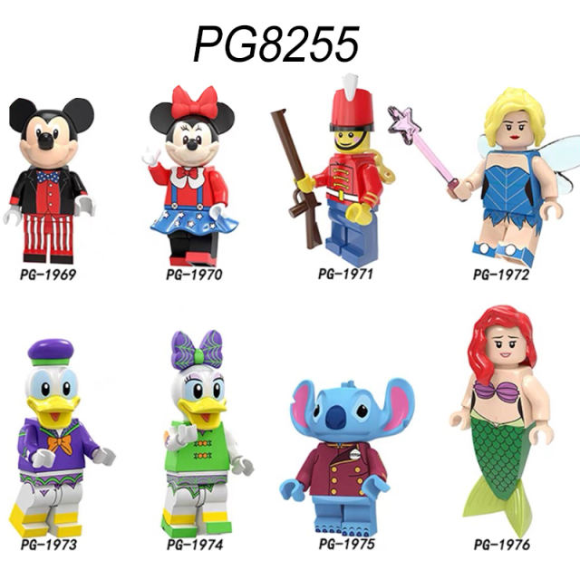 PG8255 Disney Cartoon Minifigs Stitch Building Blocks Minnie Mouse Mickey Mouse Tang Duck Model Chillderen Toys Education Gifts