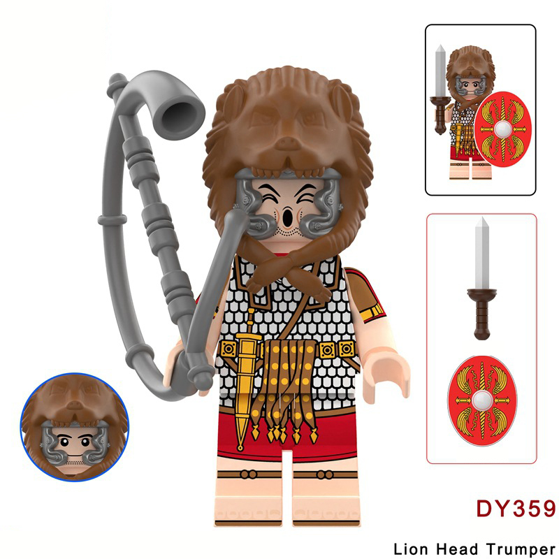 Medieval Series Ancient Roman Minifigs Building Blocks Centurion Wolf Number One Bear Head Trumper Weapon Sword Shield Toys Boys