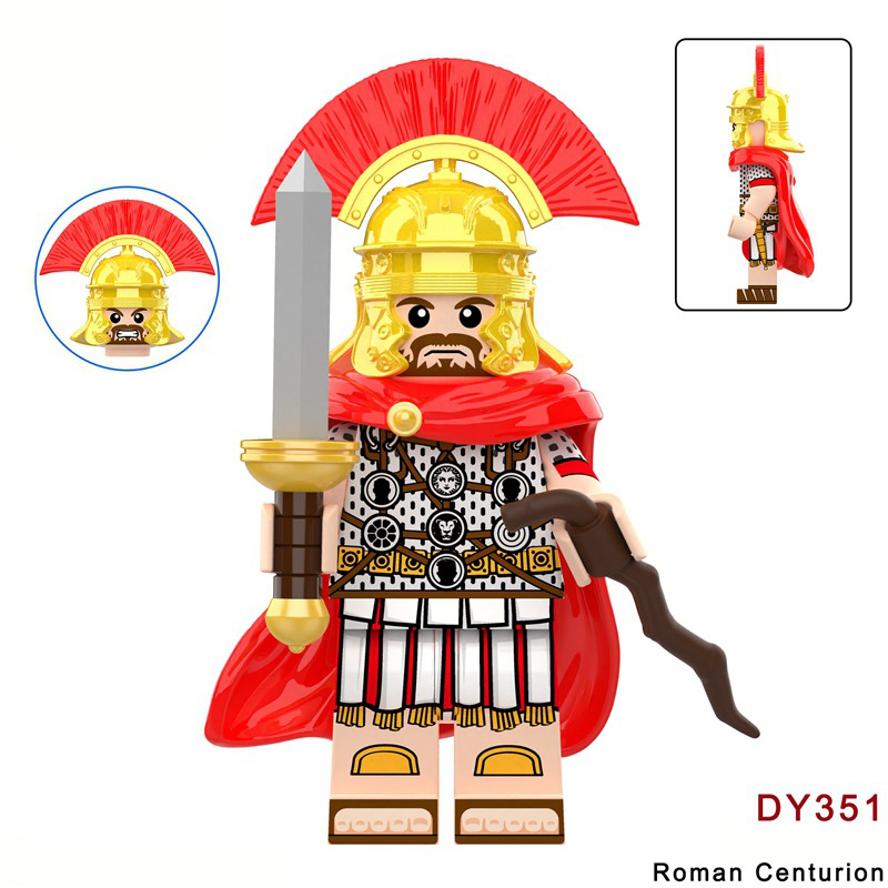 Medieval Series Ancient Roman Minifigs Building Blocks Centurion Wolf Number One Bear Head Trumper Weapon Sword Shield Toys Boys