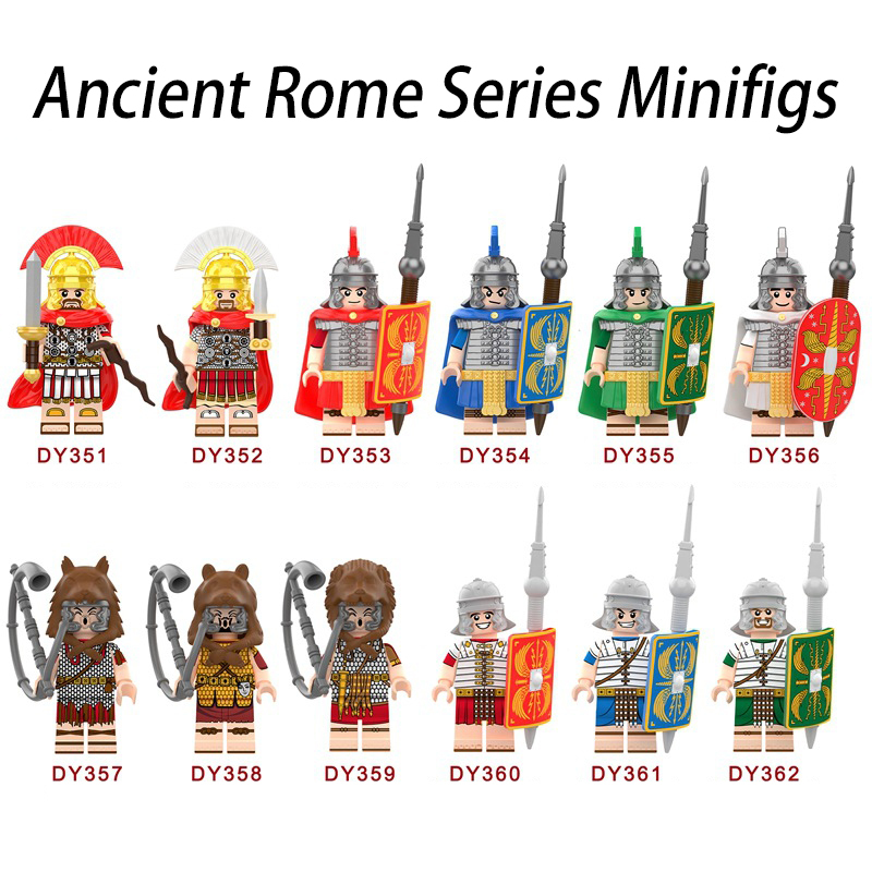 Medieval Series Ancient Roman Minifigs Building Blocks Centurion Wolf Number One Bear Head Trumper Weapon Sword Shield Toys Boys
