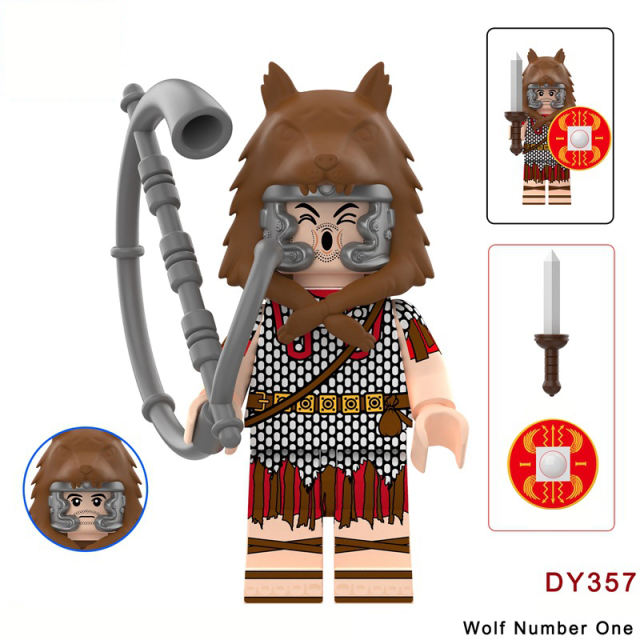 Medieval Series Ancient Roman Minifigs Building Blocks Centurion Wolf Number One Bear Head Trumper Weapon Sword Shield Toys Boys