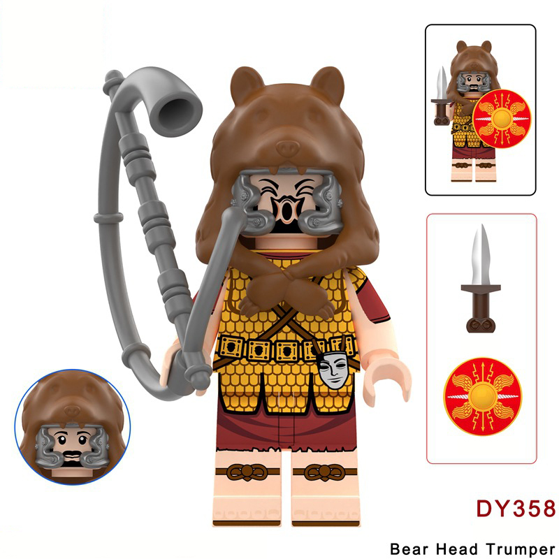 Medieval Series Ancient Roman Minifigs Building Blocks Centurion Wolf Number One Bear Head Trumper Weapon Sword Shield Toys Boys