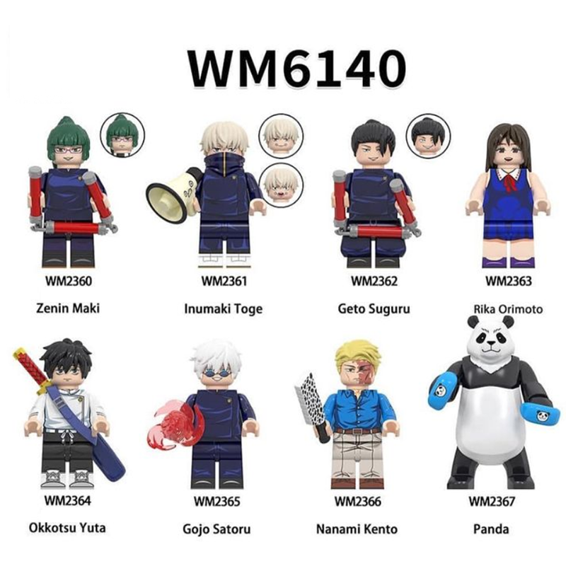 WM6140 Japanese Anime Jujutsu Kaisen Series Minifigs Building Blocks Gojo Satoru Okkotsu Yuta Character Weapon Sword Toys Gifts