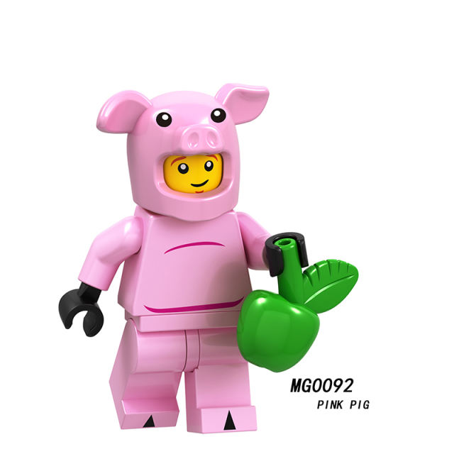 MG0092 Cartoon Series Pink Pig Action Figures Building Blocks Movie Minifigs Model Collection Children Birthday Gifts Toys