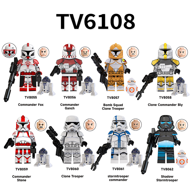 TV6108 Star Wars Series Minifigs Building Blocks Commander Fox Bomb Squad Clone Trooper Shadow Model Ameican Action Toys Gifts