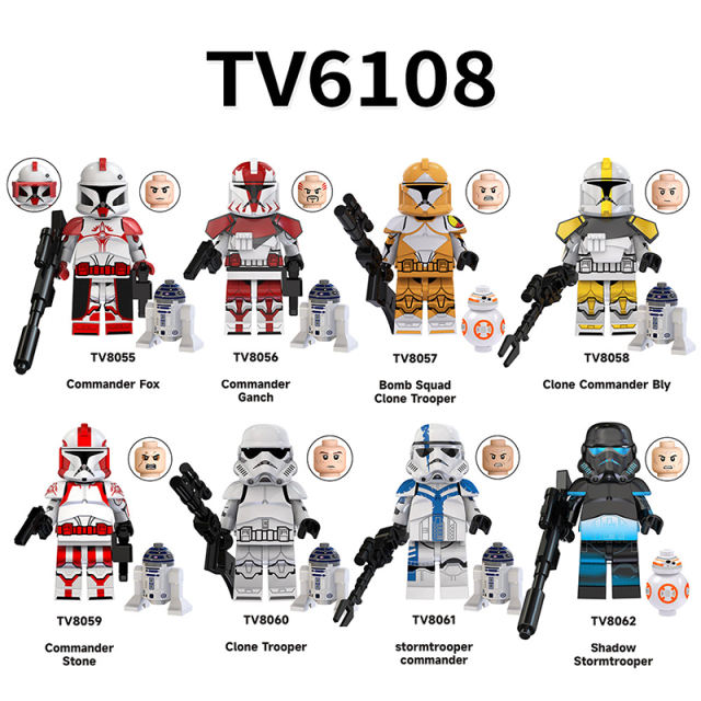 TV6108 Star Wars Series Minifigs Building Blocks Commander Fox Bomb Squad Clone Trooper Shadow Model Ameican Action Toys Gifts