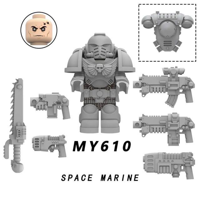 MY606-610 British Game Warhammer Blood Angels Minifigs Building Blocks Warrior Ultramarines Imperial Armour Helmet Toys Gift Boy