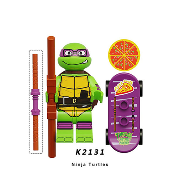 KDL817 American Anime Teenage Mutant Ninja Turtles Minifigs Building Blocks Weapon Accessories Sword Nunchaku Skateboard Toy Boy