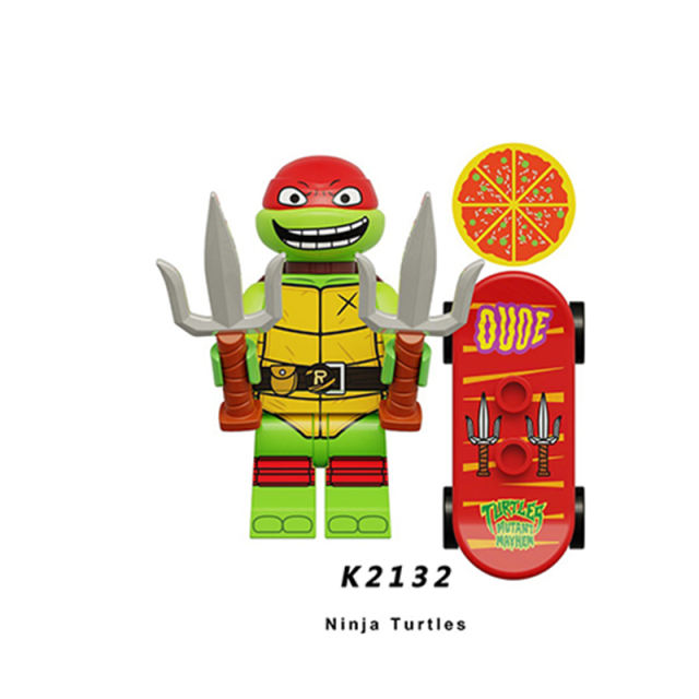 KDL817 American Anime Teenage Mutant Ninja Turtles Minifigs Building Blocks Weapon Accessories Sword Nunchaku Skateboard Toy Boy
