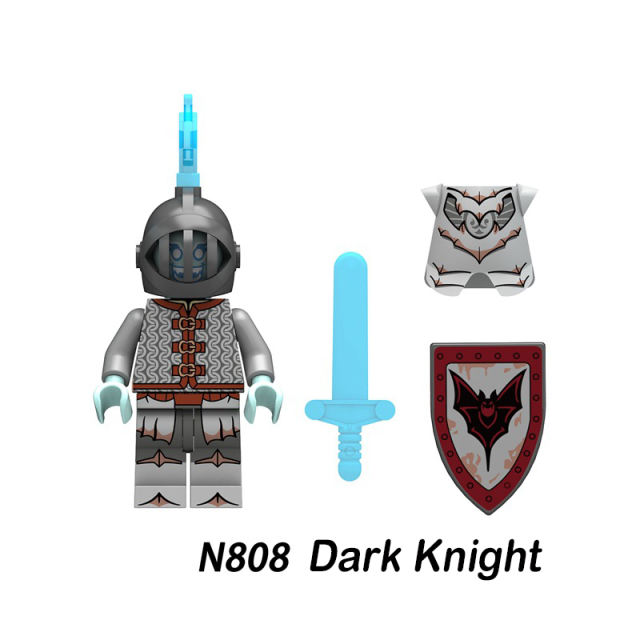 N805-808 Medieval Knights Pouki Rider Army Minifigs Building Blocks Weapon Soldiers Red Lion Shield Model Children Toys Gifts