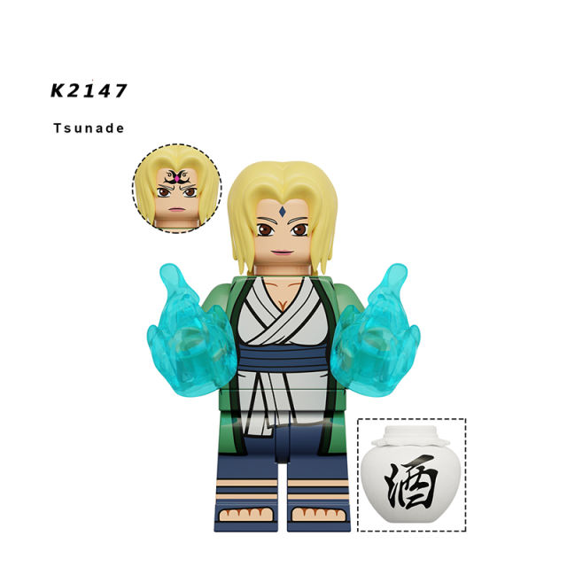 KDL819 Naruto Anime Tsunade Minifigs Building Blocks Kakashi Uzumaki Cartoon Action Weapons Boomerang Bricks Children Toys Gifts