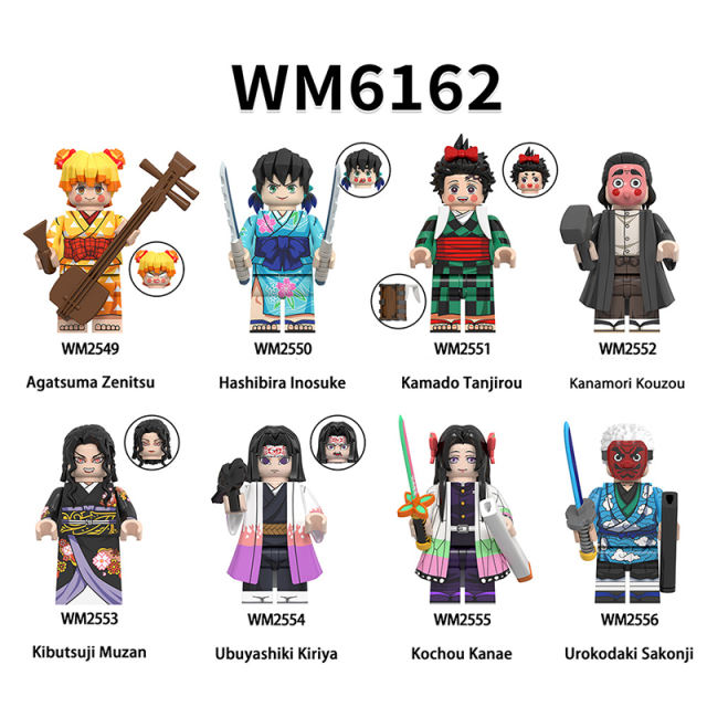 WM6162  Demon Slayer Minifigs Building Blocks Nakime Kamado Tanjirou Kaigaku Tamayo Gyokko Enmu Figures Bricks Model Prats Toys