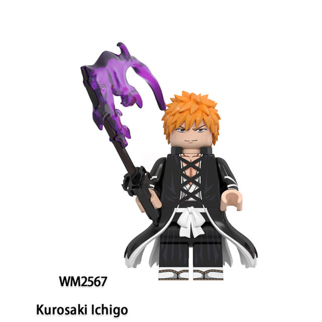 WM6164 Japanese Shounen Comics Bleach Minifigs Building Blocks Zaraki Kenpachi Kurosaki Ichigo Ishida Uryuu Weapon Toys Boy Gift