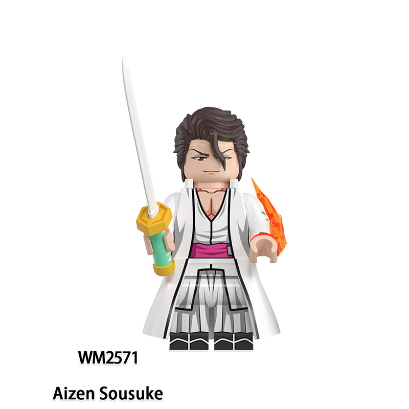 WM6164 Japanese Shounen Comics Bleach Minifigs Building Blocks Zaraki Kenpachi Kurosaki Ichigo Ishida Uryuu Weapon Toys Boy Gift
