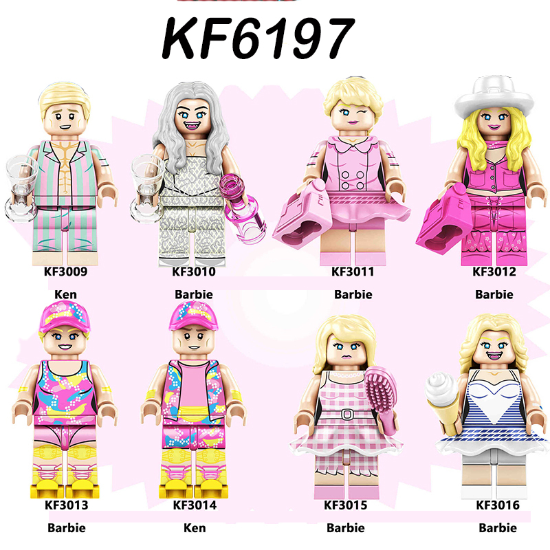 KF6197 Barbie Series Ken Minifigs Building Blocks Pink Action Figures Cartoon Children Gifts Girls Birthday Collection Toys