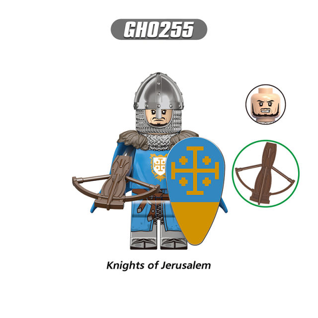 G0133 Medieval Soldiers Military Minifigs Building Blocks Jerysalem Knight Battle Weapon Helmet Shield Toys Gifts GH0261 GH0262