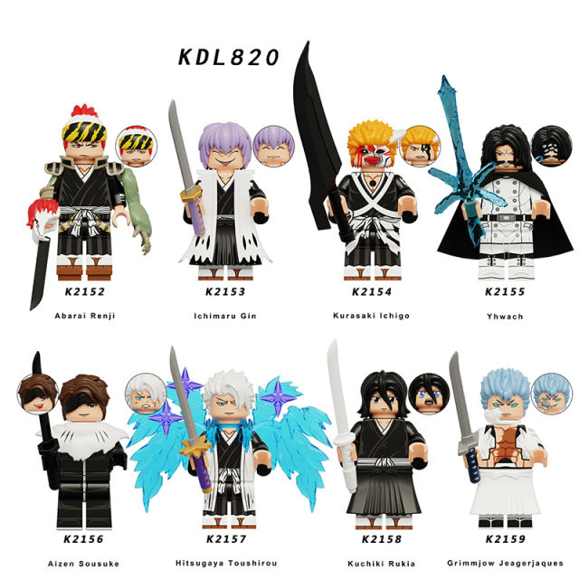 KDL820 Bleach Anime Sousuke Minifigs Building Blocks Renji Abarai Cartoon Action Weapons Boomerang Bricks Children Toys Gifts