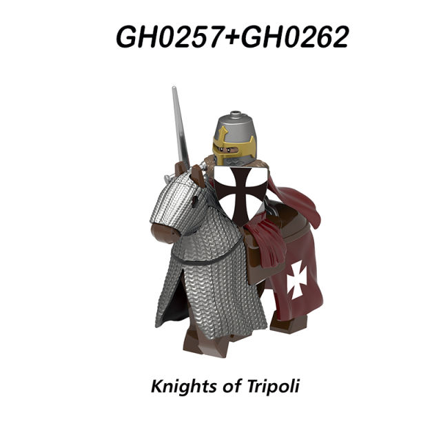 G0133 Medieval Soldiers Military Minifigs Building Blocks Jerysalem Knight Battle Weapon Helmet Shield Toys Gifts GH0261 GH0262