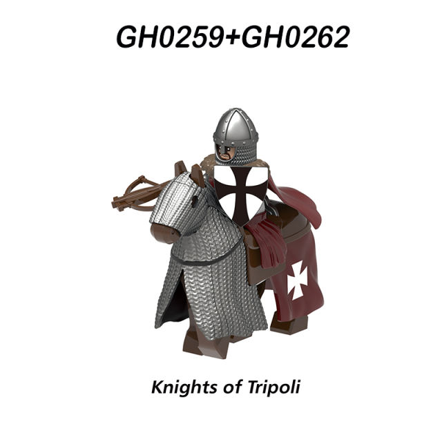 G0133 Medieval Soldiers Military Minifigs Building Blocks Jerysalem Knight Battle Weapon Helmet Shield Toys Gifts GH0261 GH0262