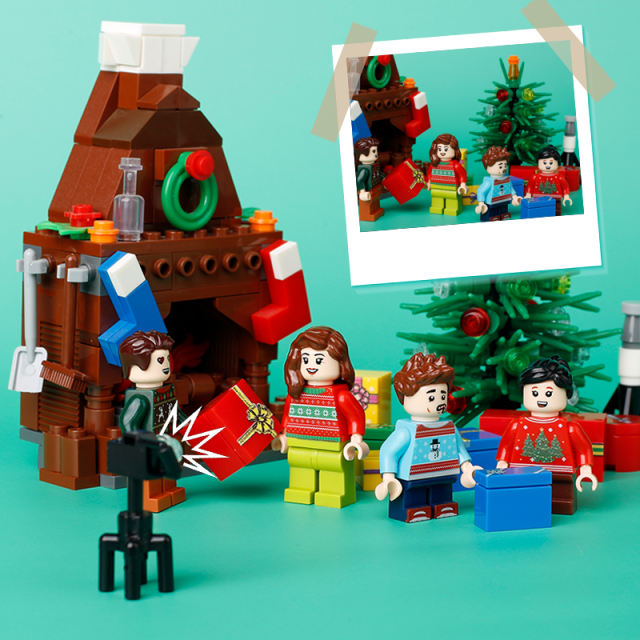 City Figures Christmas Sweater Action Figures Tree House Building Blocks Family Minifigs Gifts Bricks Children Toy Gifts