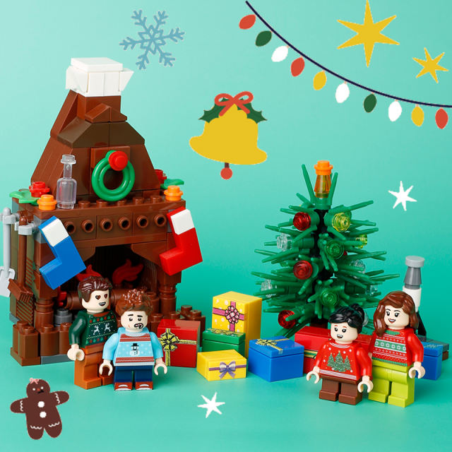 City Figures Christmas Sweater Action Figures Tree House Building Blocks Family Minifigs Gifts Bricks Children Toy Gifts