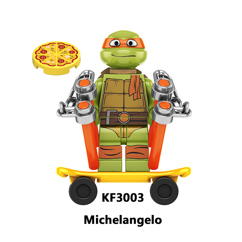 KF9196 American Anime Teenage Mutant Ninja Turtles Minifigs Building Blocks Weapon Sword Nunchaku Skateboard Toy Children Gifts