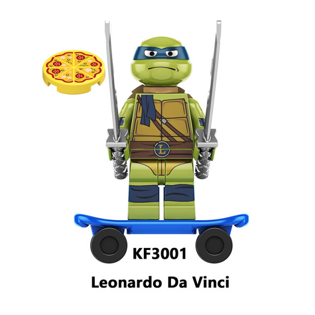 KF9196 American Anime Teenage Mutant Ninja Turtles Minifigs Building Blocks Weapon Sword Nunchaku Skateboard Toy Children Gifts