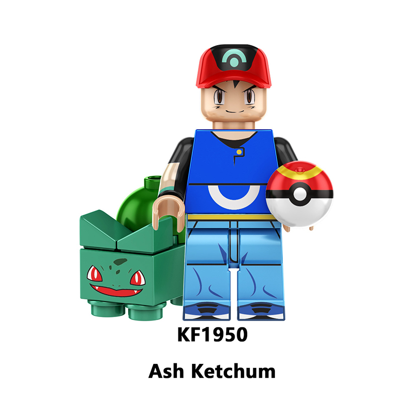 KF6189 Cartoon Pikachu Pocket Elf Pets Misty Action Figures Ash Ketchum Calem Serena Minifigs Building Blocks Toys Children Gifts