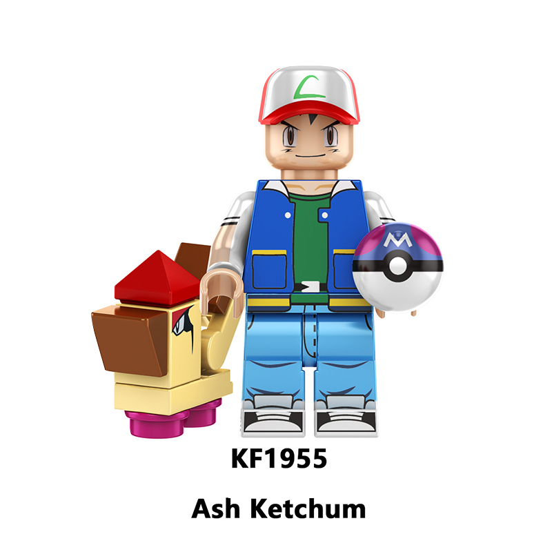 KF6189 Cartoon Pikachu Pocket Elf Pets Misty Action Figures Ash Ketchum Calem Serena Minifigs Building Blocks Toys Children Gifts