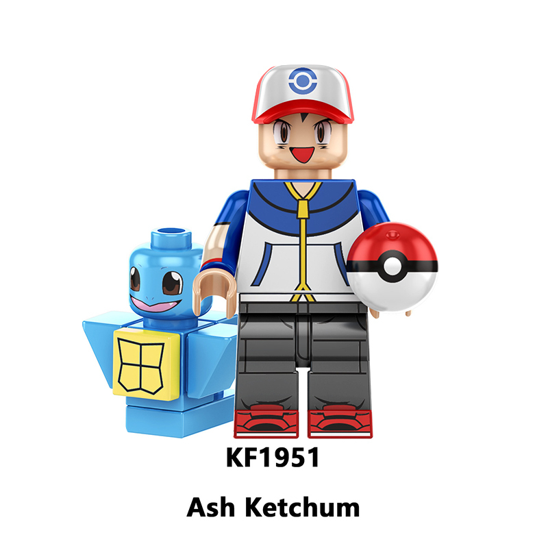 KF6189 Cartoon Pikachu Pocket Elf Pets Misty Action Figures Ash Ketchum Calem Serena Minifigs Building Blocks Toys Children Gifts