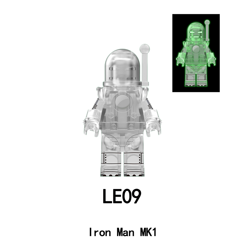 LE07-09 Marvel Series Iron Man Action Figures Superhero Building Blocks DC Minifigs Model Black Night Platinum Children Toys Gifts