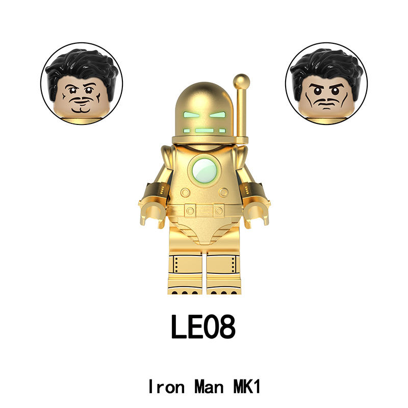 LE07-09 Marvel Series Iron Man Action Figures Superhero Building Blocks DC Minifigs Model Black Night Platinum Children Toys Gifts