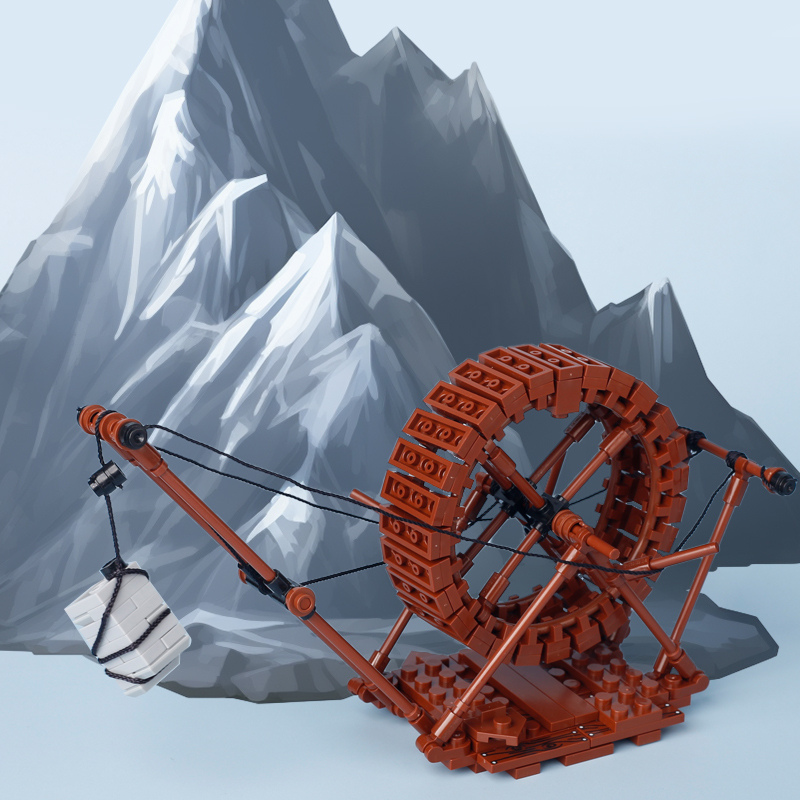 MOC Medieval Crane Nano Micro Building Blocks Mini Construction Toys EducationalAdults Kids Compatible Model Collection Gifts