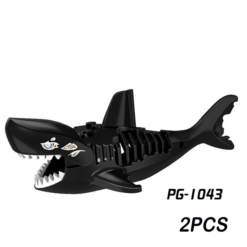 PG1008 MOC City Sea Ghost Zombie Shark Building Blocks Pirate Animals Bricks Model Assemble Children Toys Boys Gifts PG1042-1043