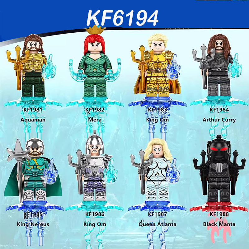 KF6194 American DC Comics Superheroes Series Mera King Nereus Builiding Blocks Marvel Black Manta Curry Model Children Gifts Toys