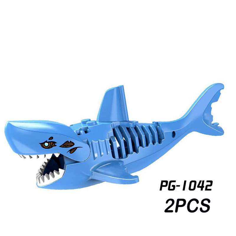 PG1008 MOC City Sea Ghost Zombie Shark Building Blocks Pirate Animals Bricks Model Assemble Children Toys Boys Gifts PG1042-1043