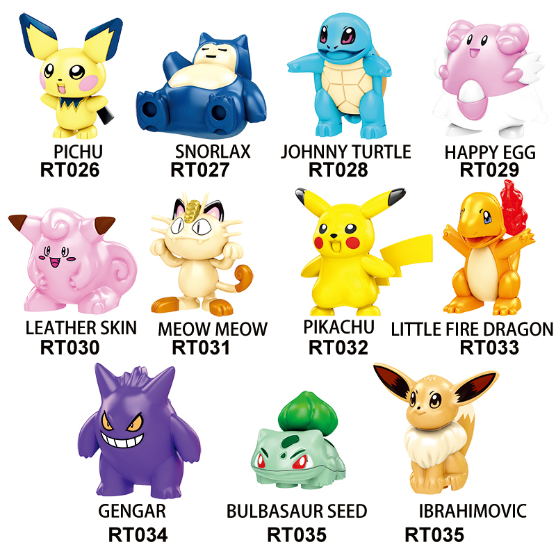 RT026-036 Pokemon Pikachu Charmander Psyduck Squirtle Bulbasaur Seed Gengar Anime Figures Toys Model Kawaii Children Gifts Toys