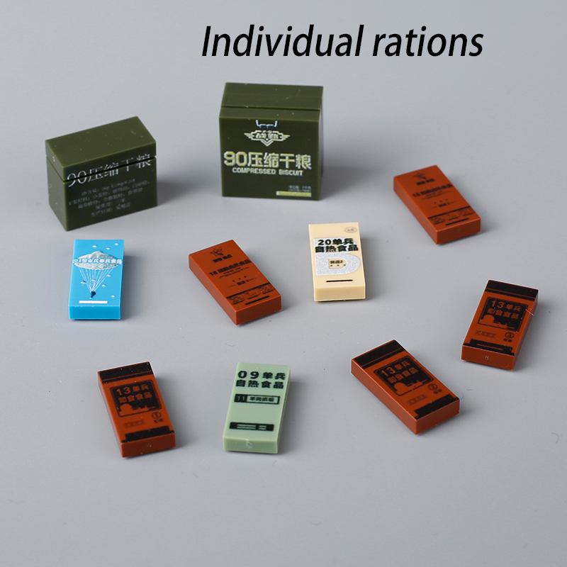 MOC WW2 US Military Rations Food Bonfire Building Blocks Russian Soldiers France Army Figures Accessories Bricks Assemble Toys