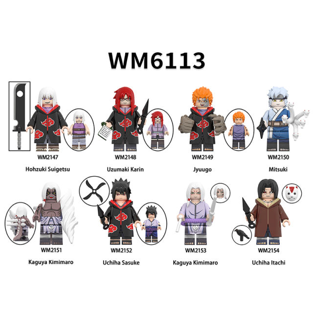 WM6113 Naruto Series Mitsuki Kaguya Kimimaro Minifigs Building Blocks Uchiha Itachi Anime Action Figures Children Toys Gifts