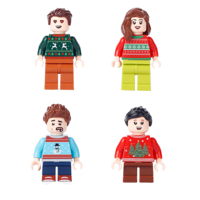City Figures Christmas Sweater Action Figures Tree House Building Blocks Family Minifigs Gifts Bricks Children Toy Gifts
