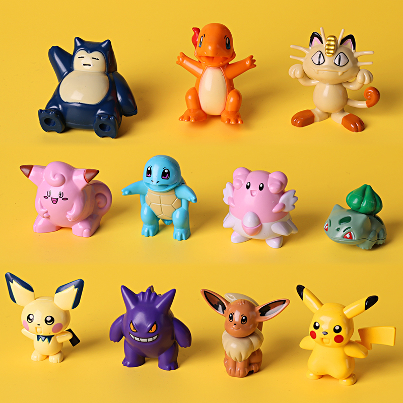 RT026-036 Pokemon Pikachu Charmander Psyduck Squirtle Bulbasaur Seed Gengar Anime Figures Toys Model Kawaii Children Gifts Toys