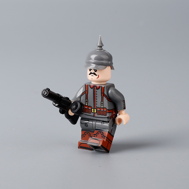 WW1 German Prussian Soldiers Minifigs Building Blocks Military Army Weapon Gun Helmet Accessories Flint Spear Corporal Toy Boy Gift