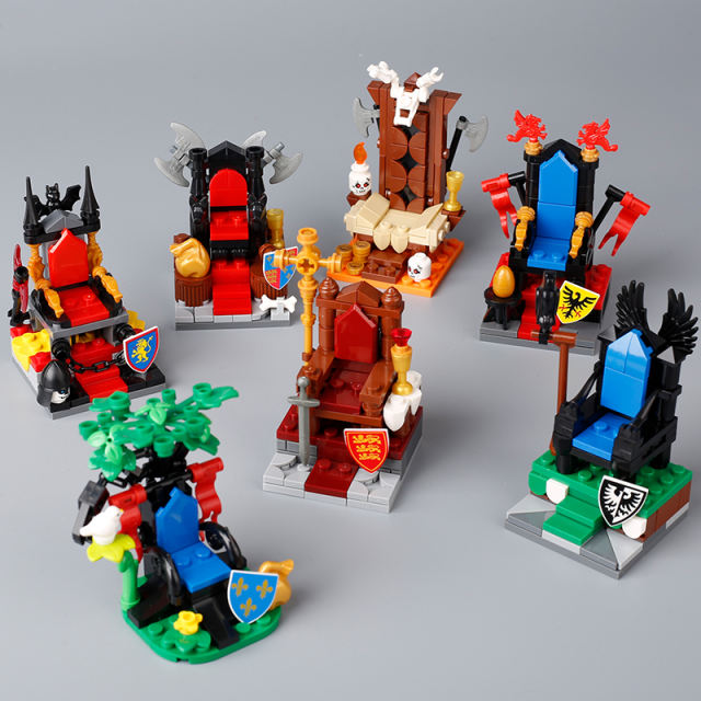 MOC Medieval Jerusalem Knights Action Figures Building Blocks Forest Lion Throne Minifigs Carriage Soldier Brick Toy Children Gift