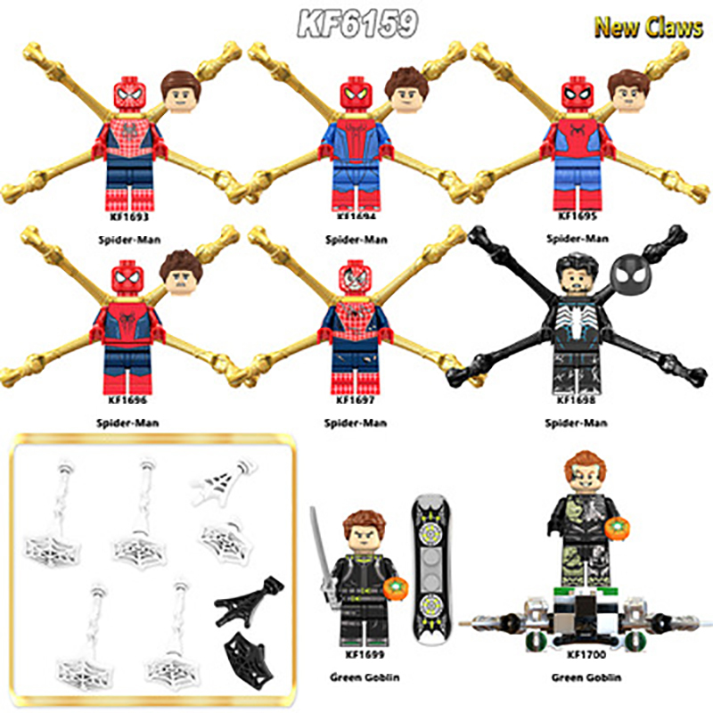 KF6159 Marvel DC Comics Superheroes Series Spiderman Builiding Blocks Black GreenGoblin Model Collection Children Gifts Toys