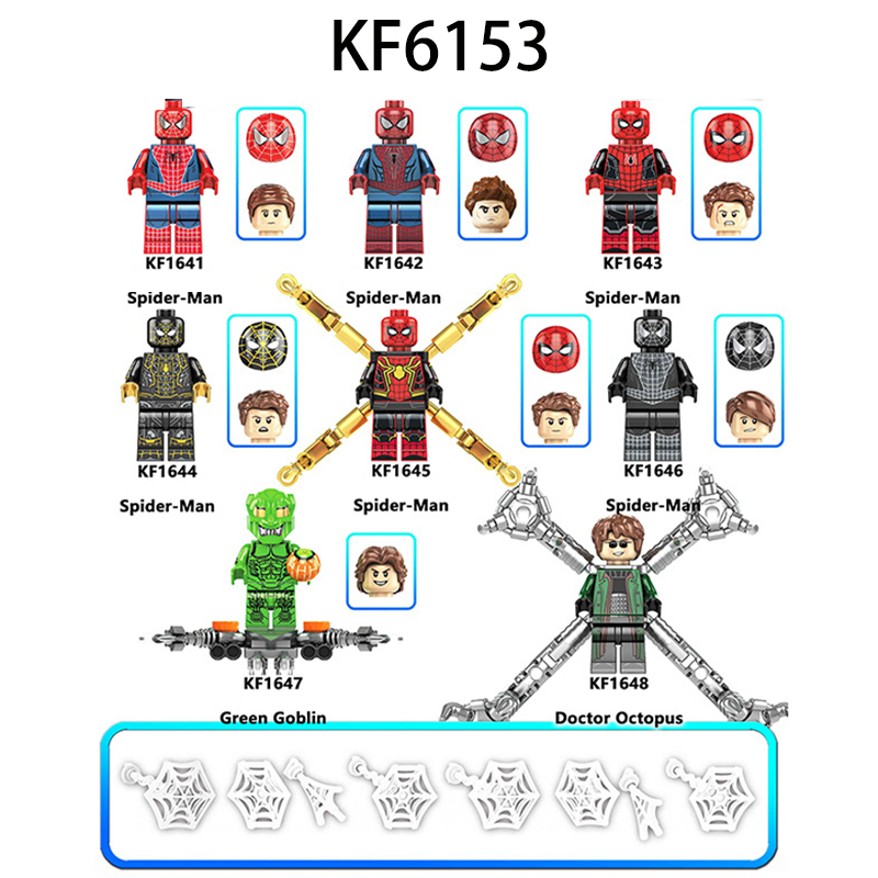 KF6153 Marvel Movie DC Superheroes Spiderman Minifigs Builiding Blocks Black GreenGoblin Model Collection Children Gifts Toys