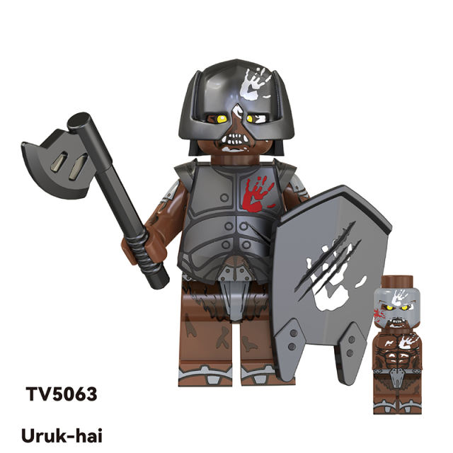 TV6408 The Lord of the Rings Uruk Hai Minifigs Movie Building Blocks Military Soldiers Weapons Sword Medieval Knight Hobbit Toys