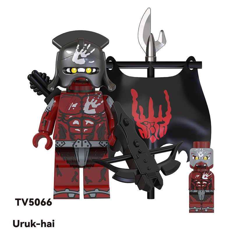 TV6408 The Lord of the Rings Uruk Hai Minifigs Movie Building Blocks Military Soldiers Weapons Sword Medieval Knight Hobbit Toys