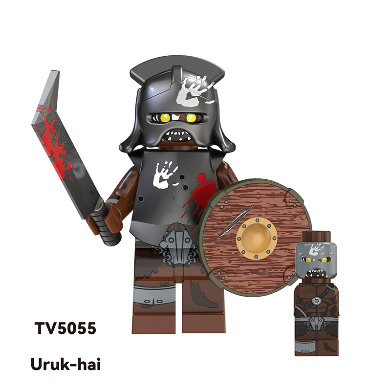 TV6407 The Lord of the Rings Minifigs Building Blocks Military Uruk Hai Soldiers Weapons Shield Sword Medieval Knight Hobbit Toys